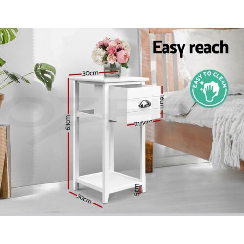 Artiss Bedside Table Vintage - THYME White