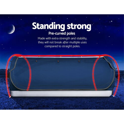 Weisshorn Double Swag Camping Swags Canvas Free Standing Dome Tent Dark Blue