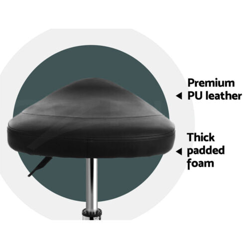 Artiss Salon Stool Saddle Swivel Chair Black