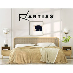 Artiss Rattan Bedside Table 1 Drawer with Shelf - REI Oak