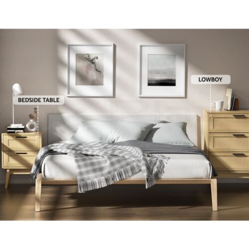 Artiss Rattan Bedside Table 2 Drawers Wood - RIE Oak