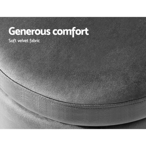 Artiss Ottoman Storage Foot Stool Round Velvet Charcoal