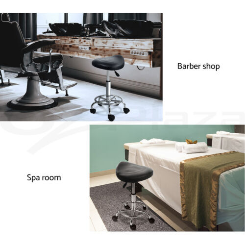 Artiss Salon Stool Saddle Swivel Chair Black