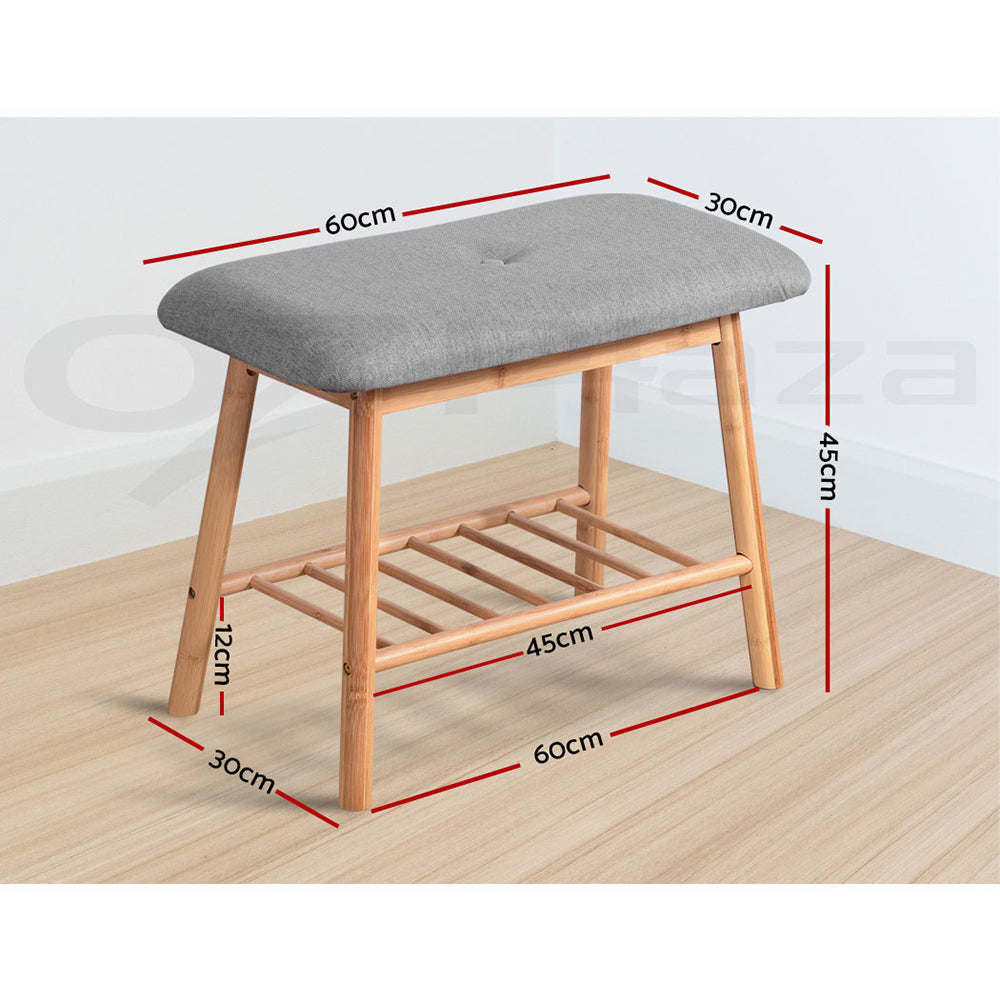 Artiss Shoe Rack Shoe Bench Fabric Seat 2 Pairs