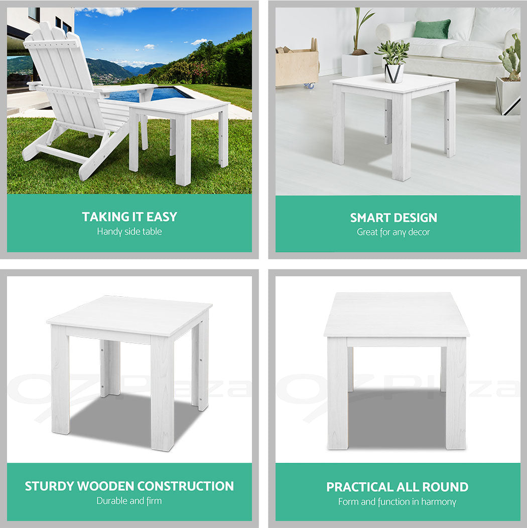 Gardeon Coffee Side Table Wooden Desk Outdoor Furniture Camping Garden White