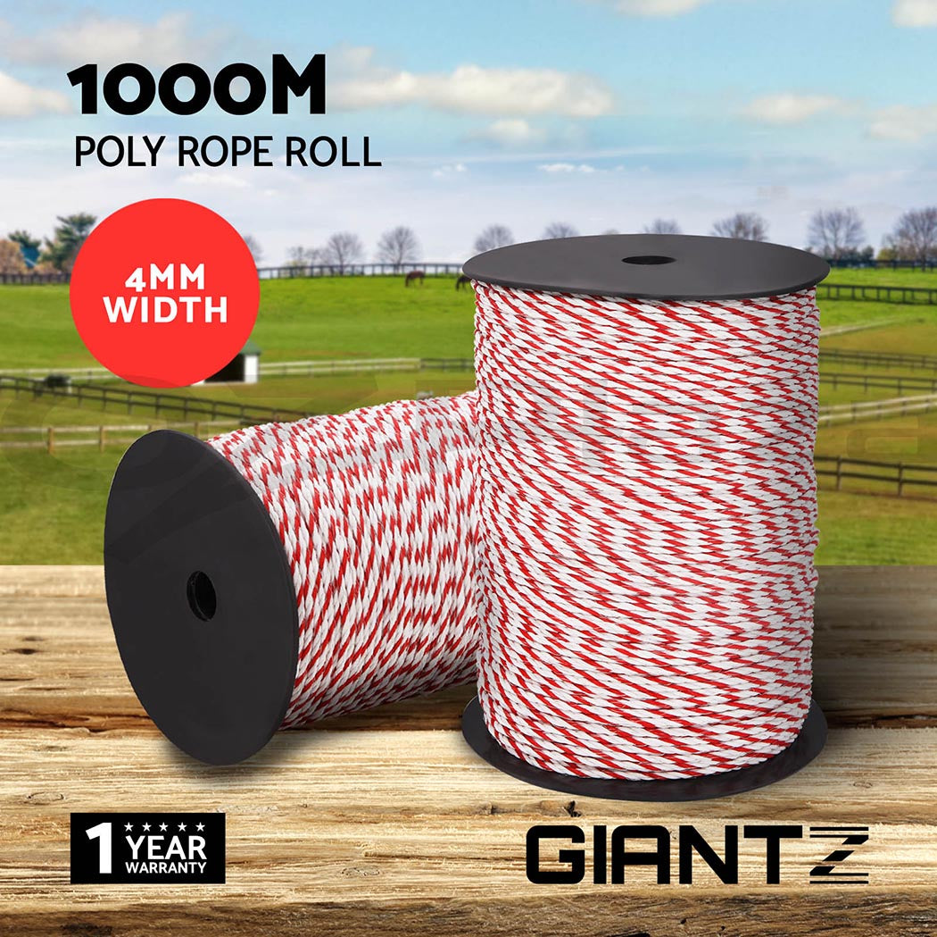 Giantz Electric Fence Poly Rope 2x 500M