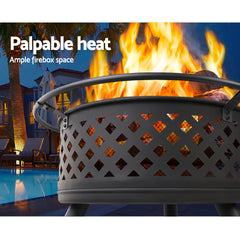 Fire Pit BBQ 2-in-1 Grill Smoker Portable Outdoor Fireplace Heater Pits 30"