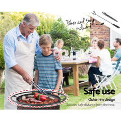 Fire Pit BBQ 2-in-1 Grill Smoker Portable Outdoor Fireplace Heater Pits 30"