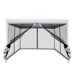 Instahut Gazebo Pop Up Marquee 3x3m Wedding Party Outdoor Camping Tent Canopy Shade Mesh Wall White