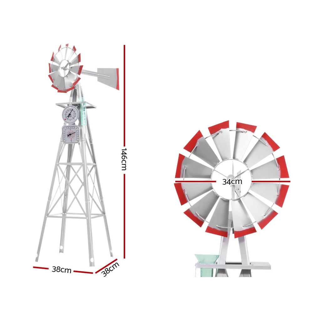 Garden Windmill 4FT 146cm Metal Ornaments Outdoor Decor Ornamental Wind Mill