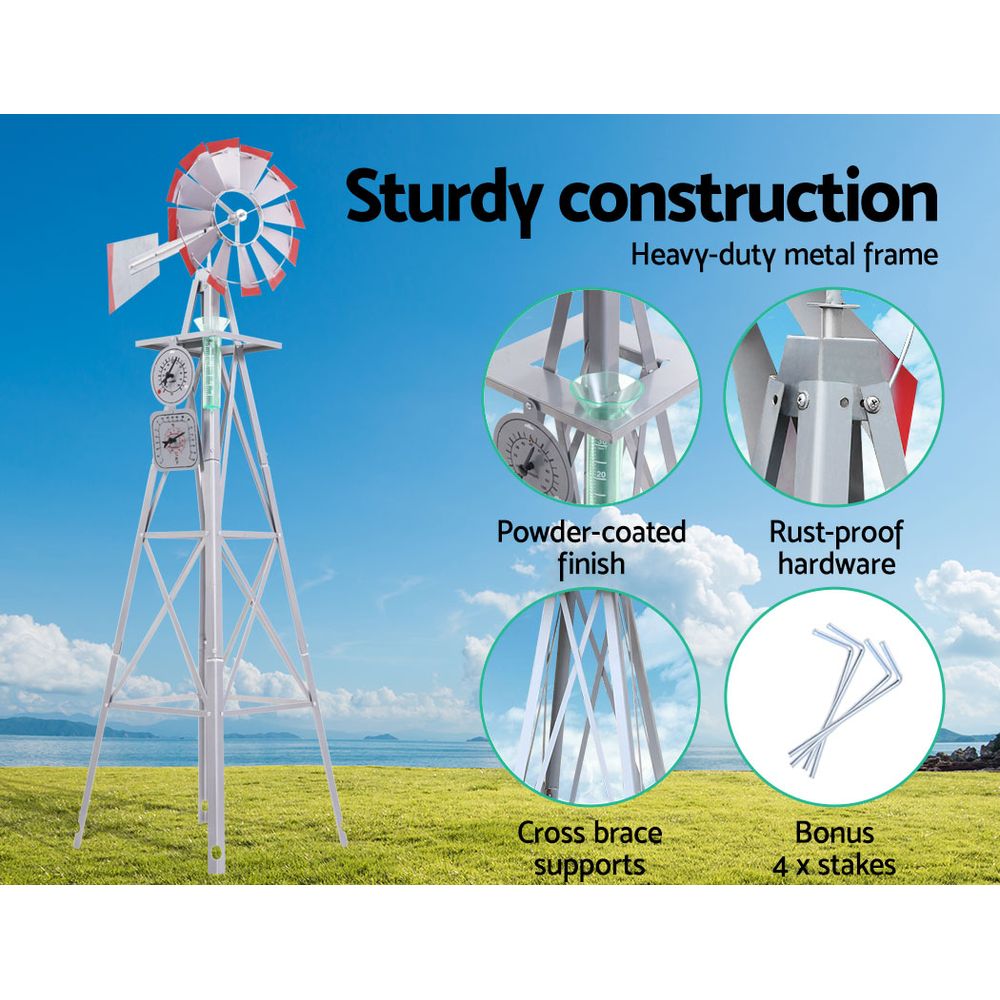 Garden Windmill 4FT 146cm Metal Ornaments Outdoor Decor Ornamental Wind Mill