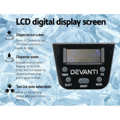 Devanti 2L Portable Ice Maker Commercial Machine Water Dispenser Ice Cube Nugget Silver