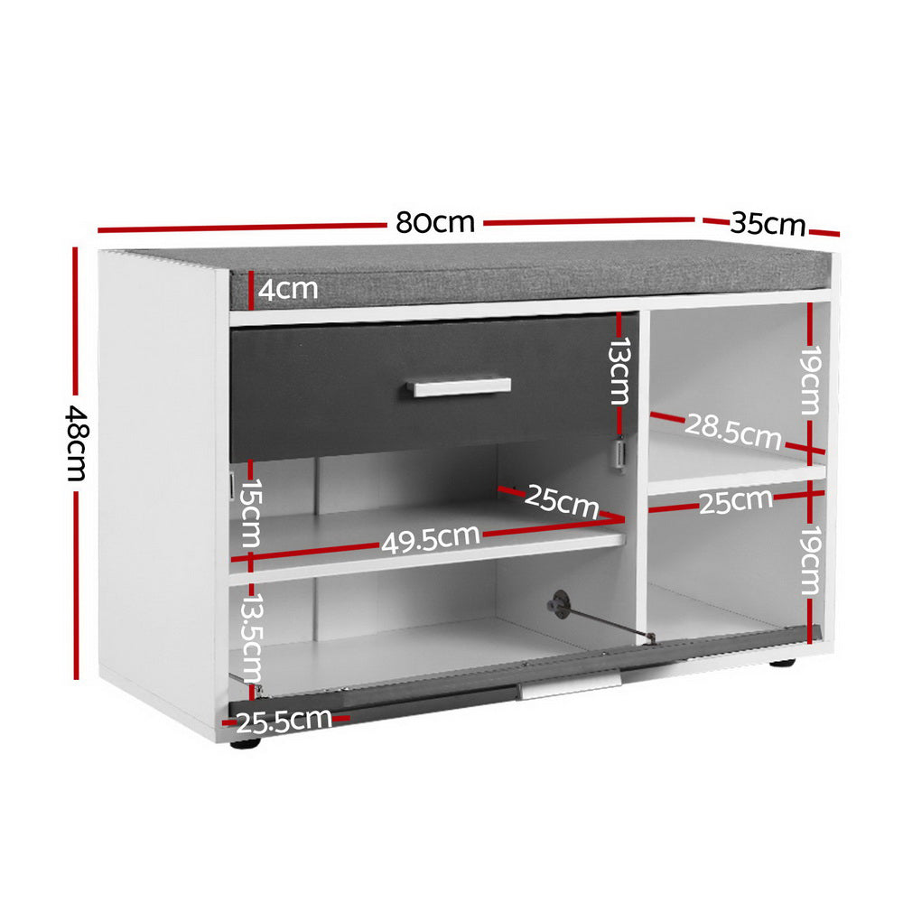 Artiss Shoe Cabinet Bench Shoes Storage Organiser Rack Wooden Cupboard Fabric