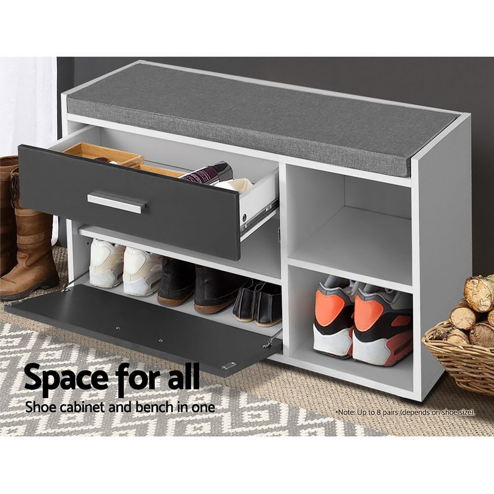 Artiss Shoe Cabinet Bench Shoes Storage Organiser Rack Wooden Cupboard Fabric