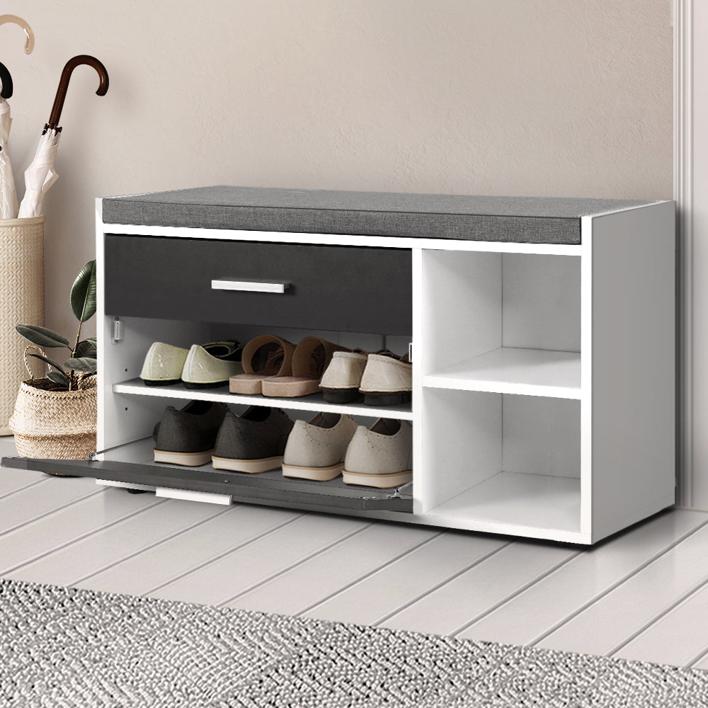 Artiss Shoe Cabinet Bench Shoes Storage Organiser Rack Wooden Cupboard Fabric