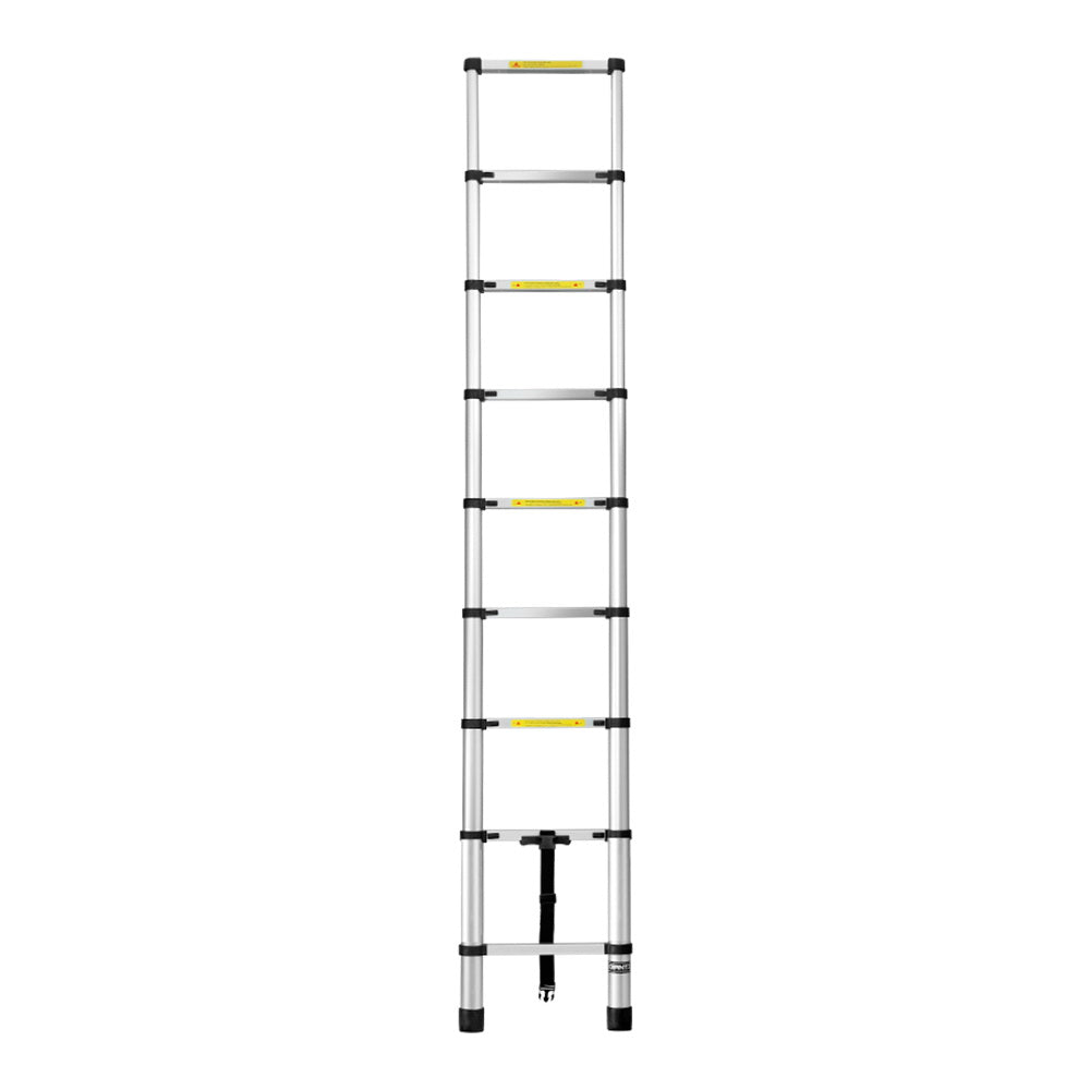 Giantz 2.6M Telescopic Ladder Aluminium Extension Extendable Steps Adjustable