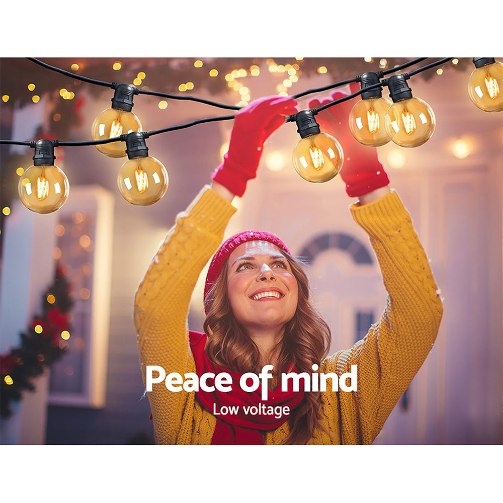 Jingle Jollys 23m 20 LED Festoon Lights String Lighting LED Outdoor Garden