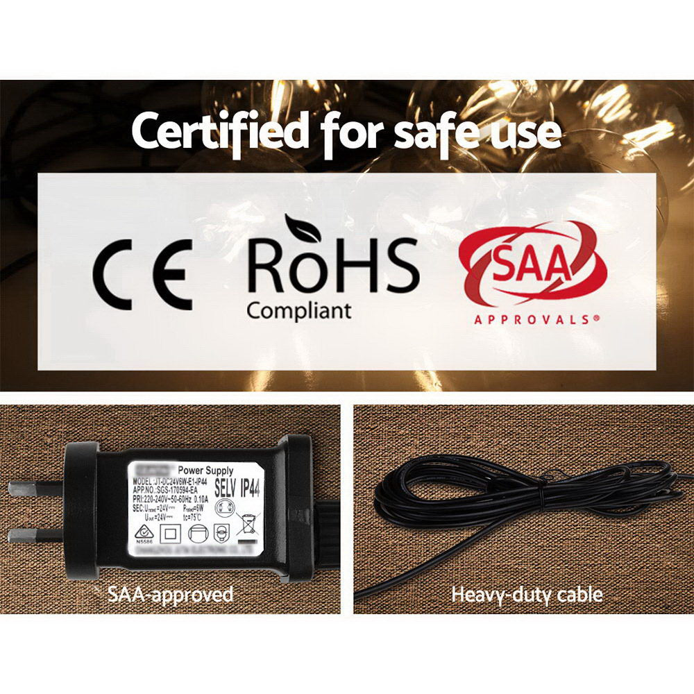 Jingle Jollys 59m LED Festoon Lights String Lighting LED Outdoor Garden Wedding