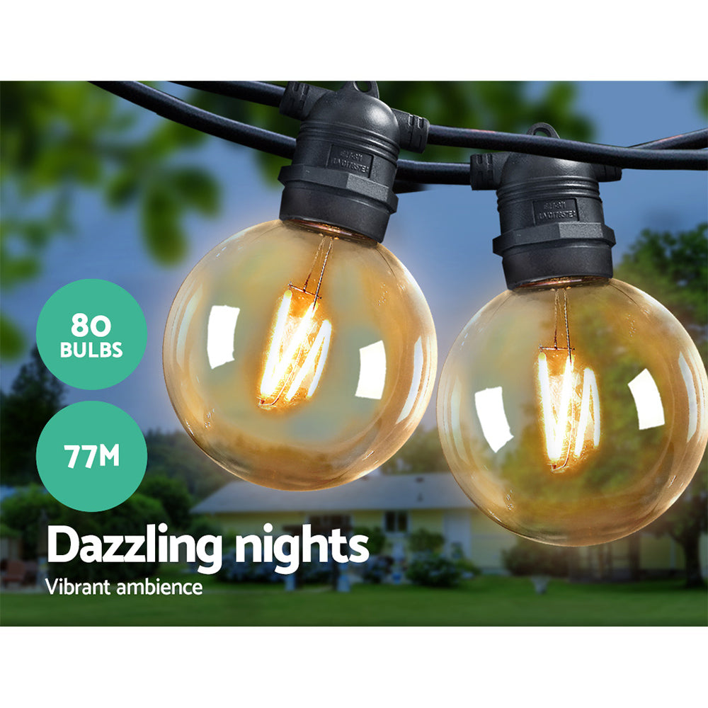 Jingle Jollys 77m LED LED Festoon Lights String Lighting LED Outdoor Wedding