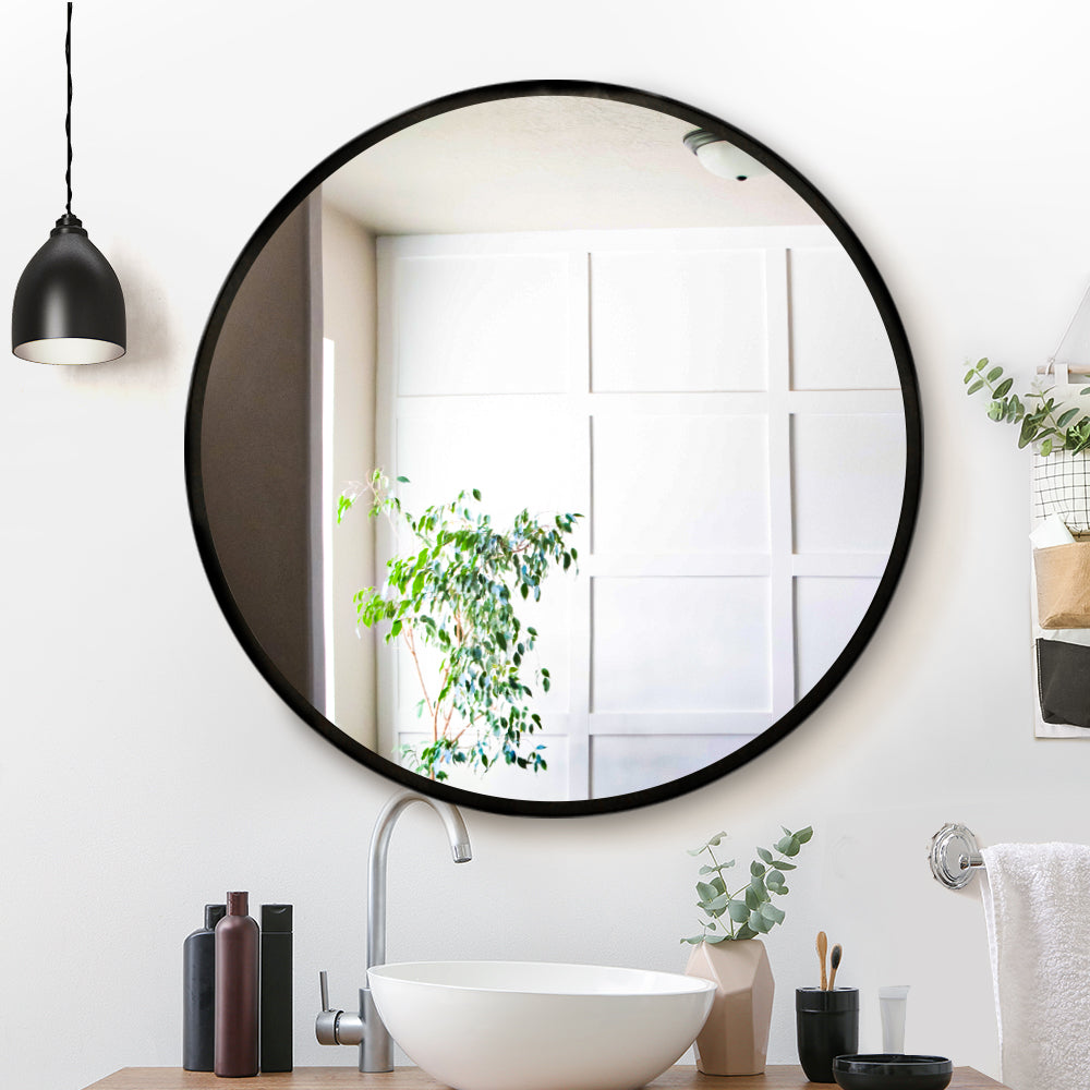 Embellir Wall Mirrors Makeup Decorative Mirror Bathroom Round Vanity Black 90cm
