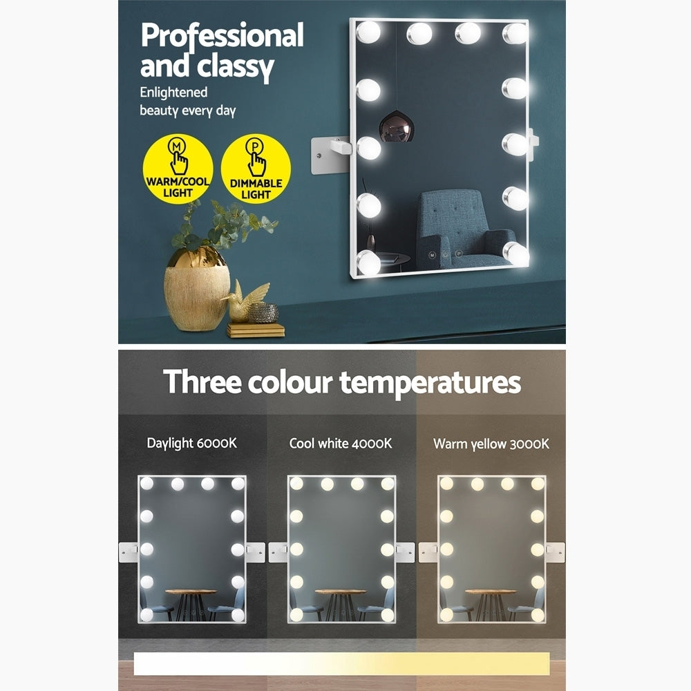 Embellir Wall mirror Makeup Mirror With Light Vanity 12 LED Bulbs Hollywood
