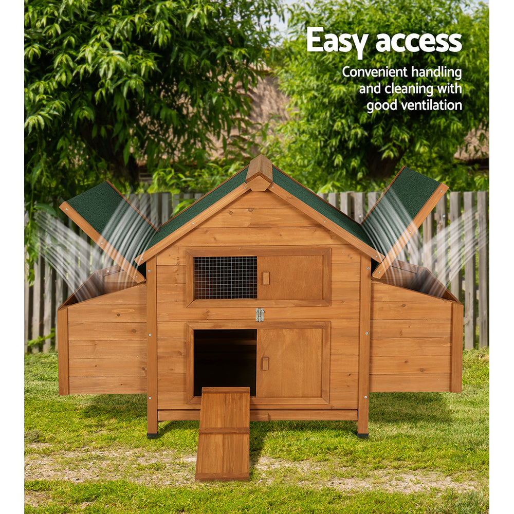 i.Pet Chicken Coop Rabbit Hutch 150cm x 68cm x 96cm Large Chicken Coop House Run Cage Wooden