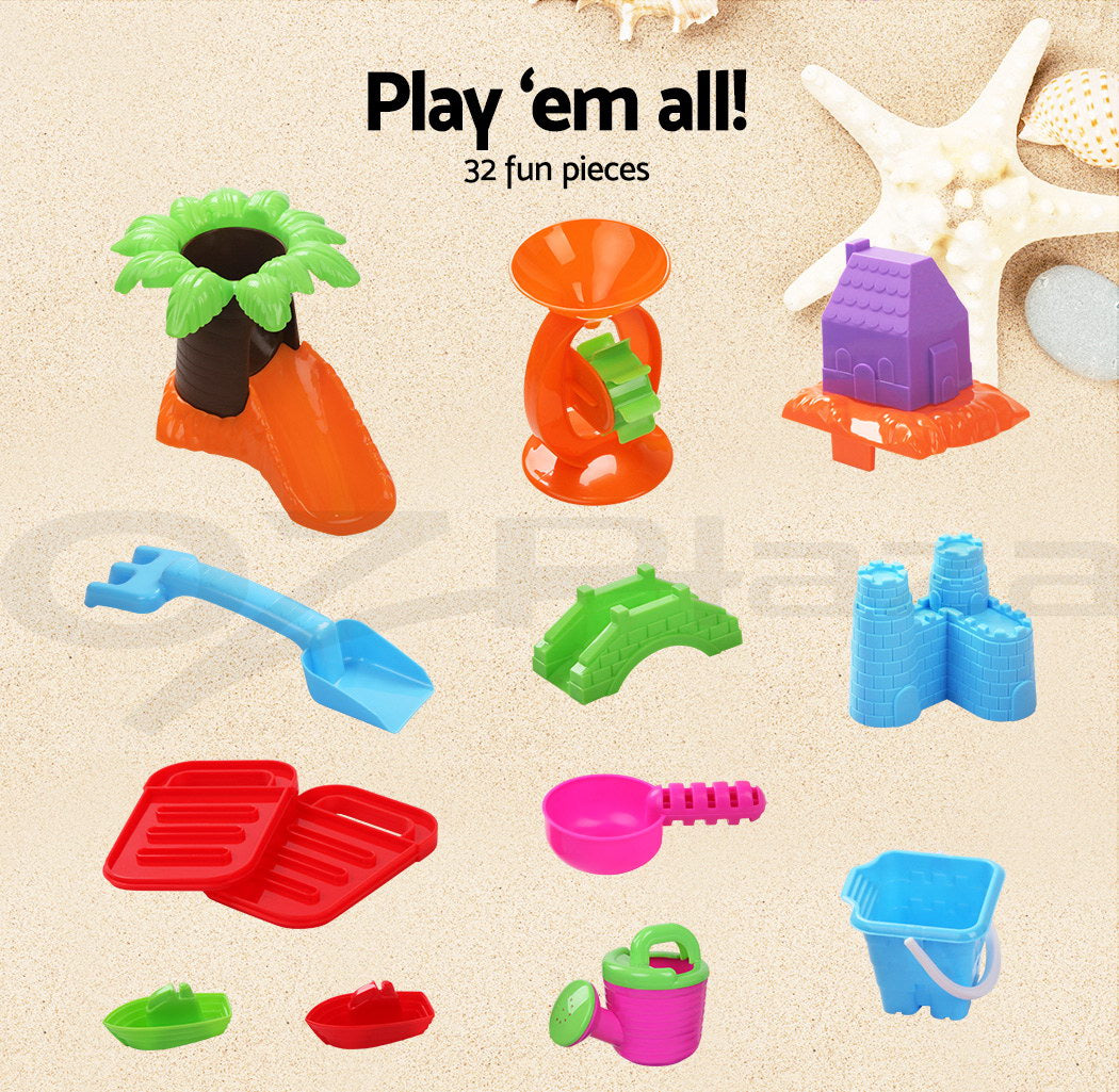 Keezi Kids Sandpit Pretend Play Set Sand Water Table Chair Outdoor Beach Toy