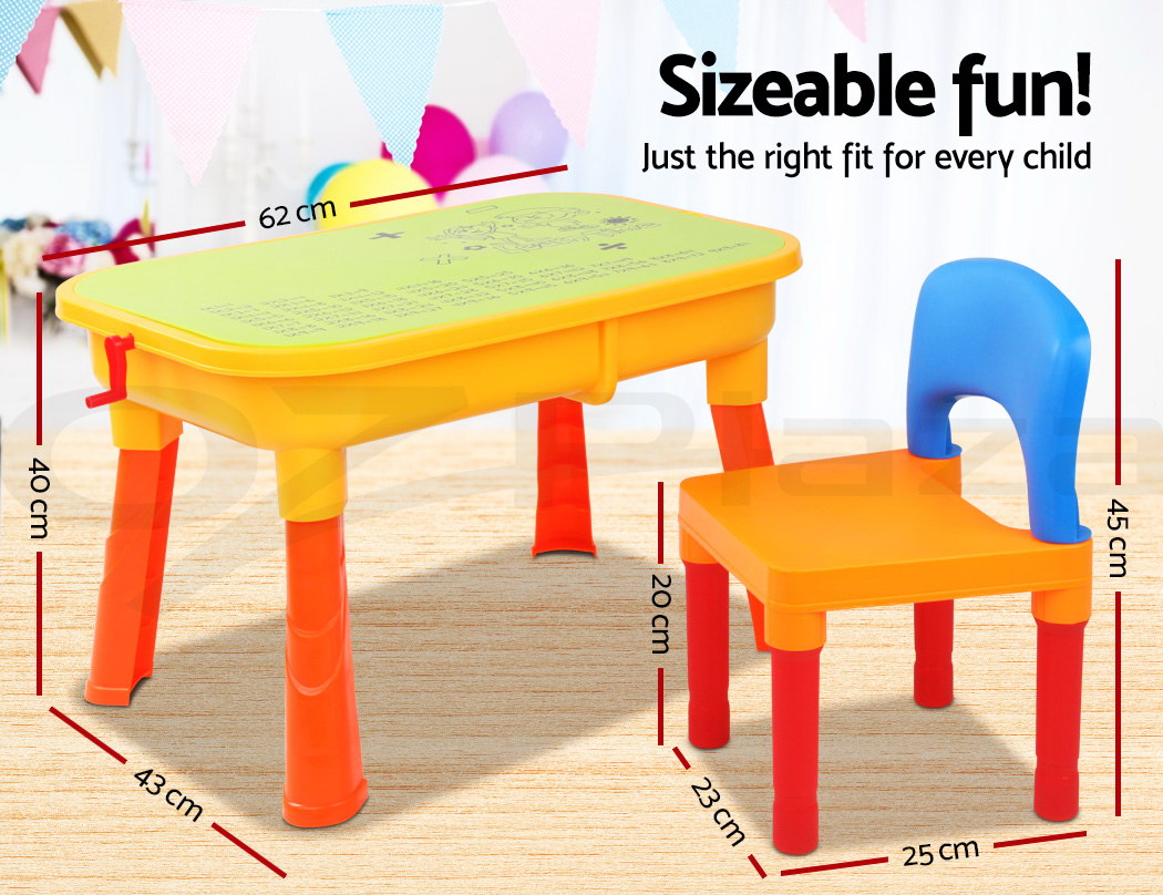 Keezi Kids Sandpit Pretend Play Set Sand Water Table Chair Outdoor Beach Toy