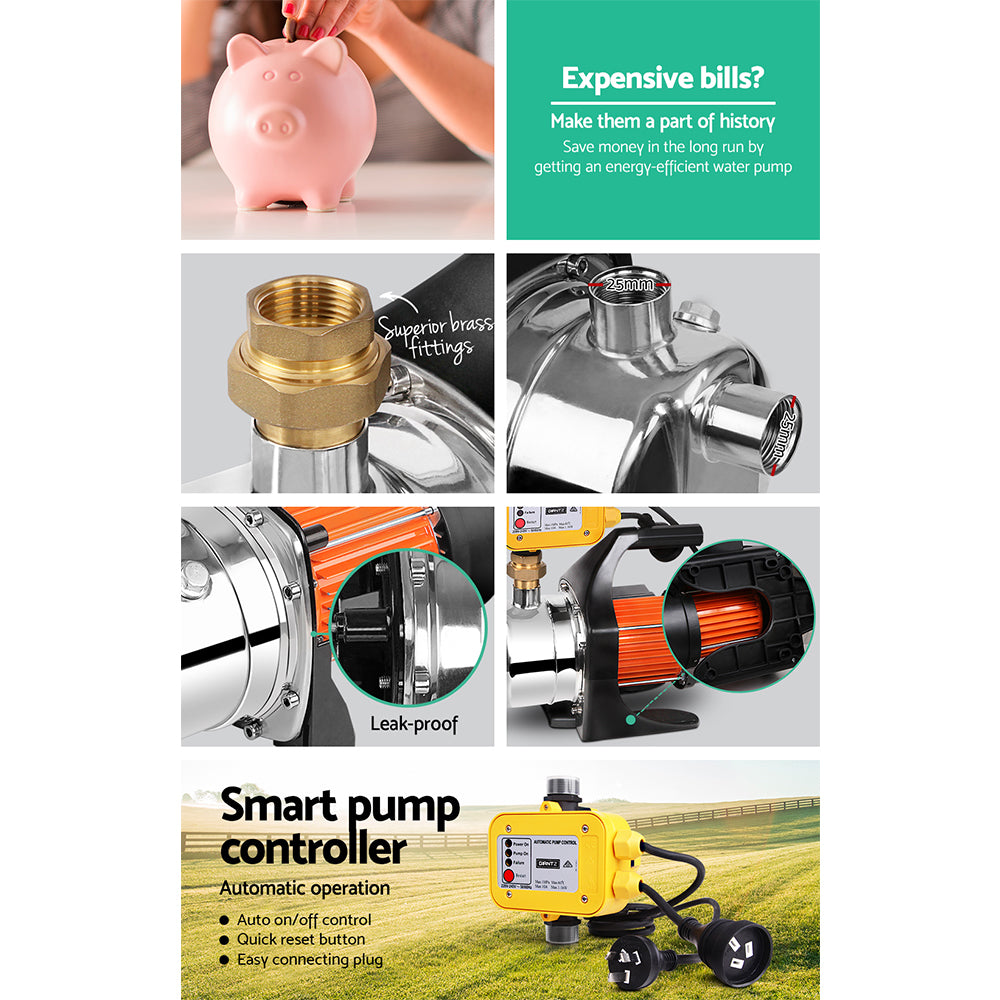 Giantz Garden Water Pump High Pressure 1500W Tank Rain Farm Irrigation House