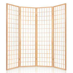 Artiss Room Divider Screen Wood Timber Dividers Fold Stand Wide Beige 4 Panel