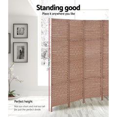 Artiss 4 Panel Room Divider Screen Privacy Rattan Timber Dividers Stand Natural