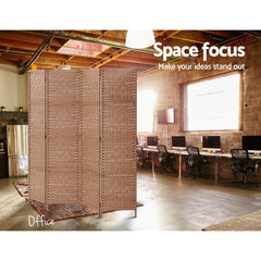 Artiss 4 Panel Room Divider Screen Privacy Rattan Timber Dividers Stand Natural