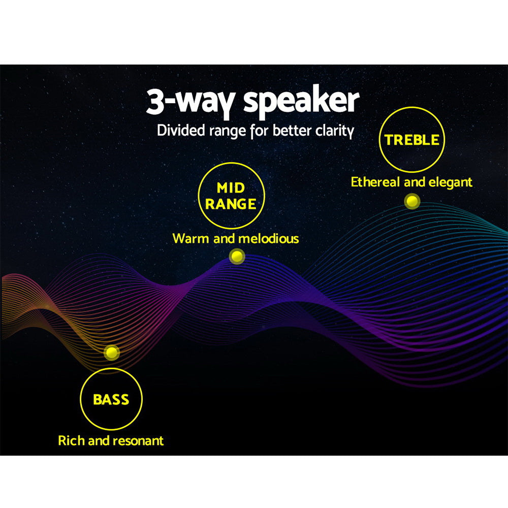 Giantz 2pcs Car Speakers 500W Audio Stereo Speaker 3-Way Tweeters component set