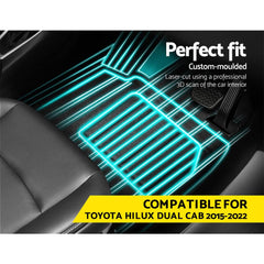 Weisshorn Car Rubber Floor Mats Compatible for Toyota Hilux Dual Cab 2015-2022