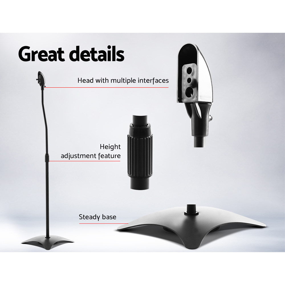 Set of 2 112cm Surround Sound Speaker Stand - Black