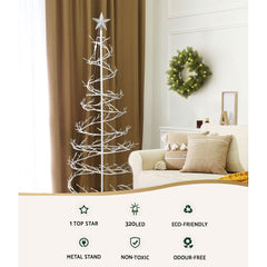 Jingle Jollys Christmas Tree 1.8m LED Xmas Cold White Lights Optic Fibre