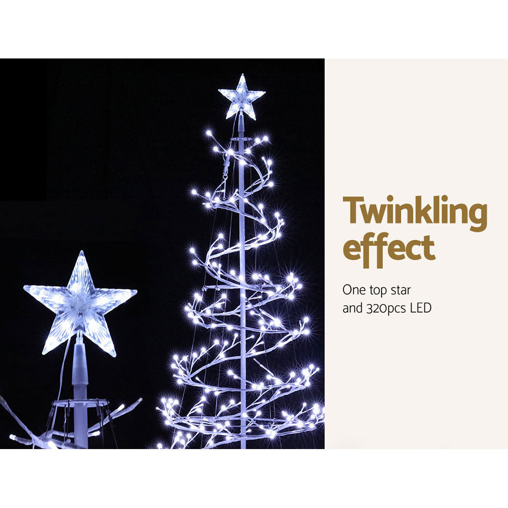 Jingle Jollys Christmas Tree 1.8m LED Xmas Cold White Lights Optic Fibre