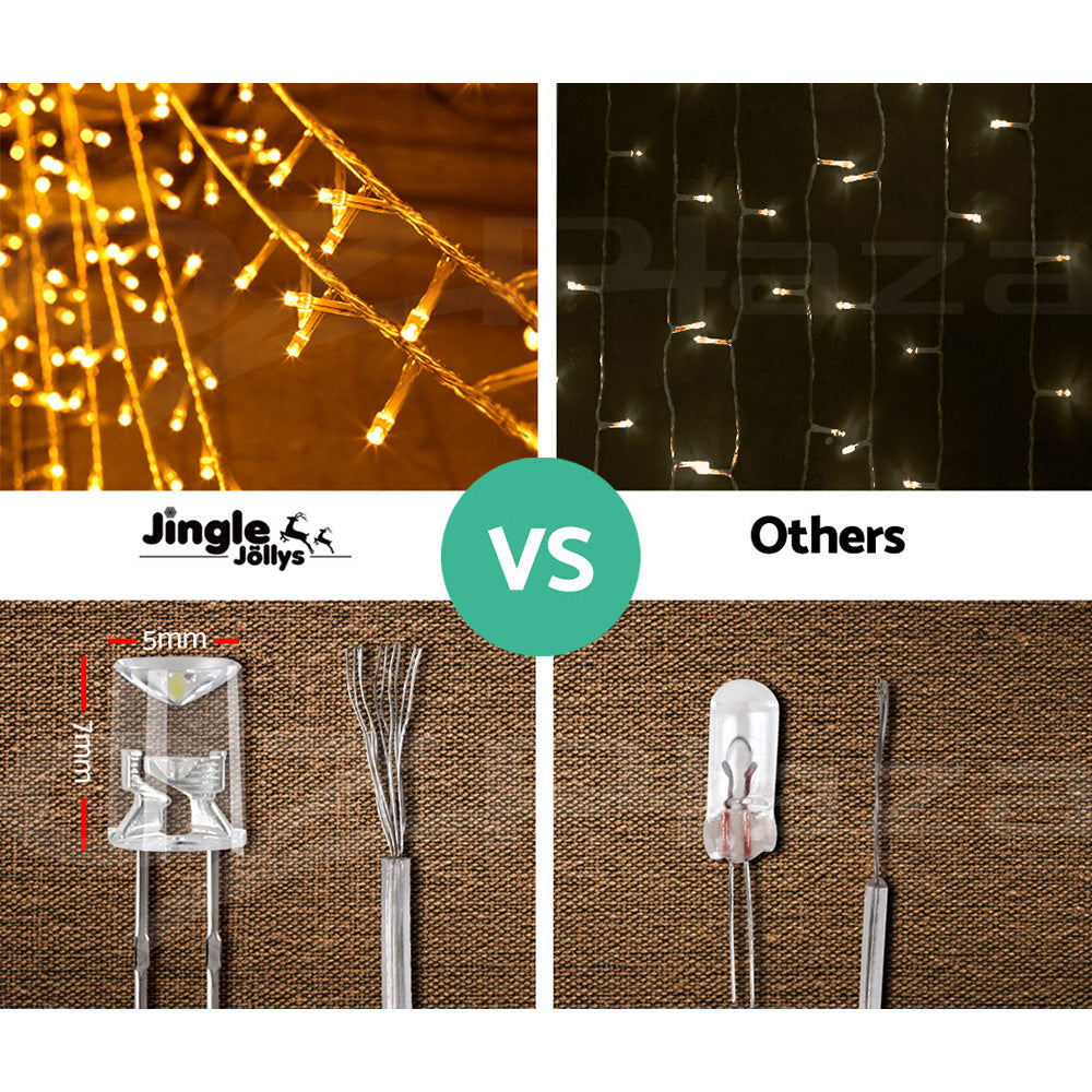 3X6M Christmas Lights Curtain Light Warm White 600 LED Jingle Jollys