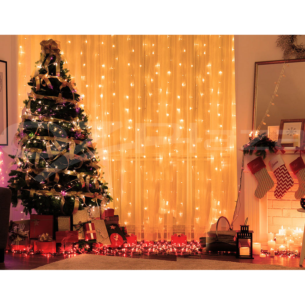 3X6M Christmas Lights Curtain Light Warm White 600 LED Jingle Jollys
