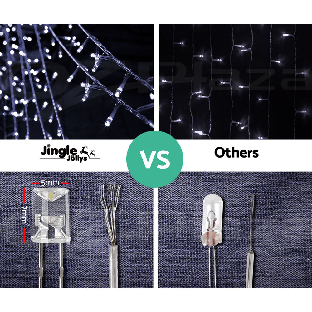 3X6M Christmas Lights Curtain Light Cool White 600 LED Jingle Jollys