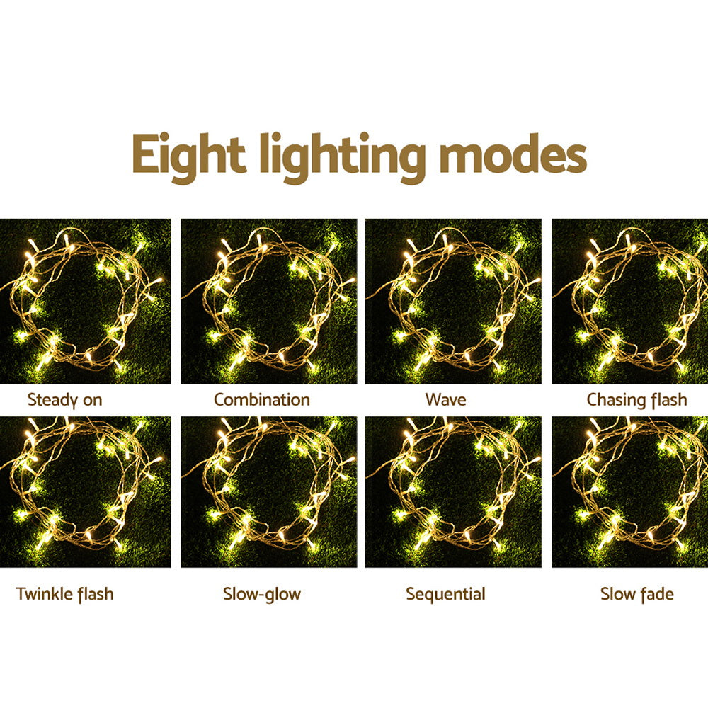 12.5M Christmas Lights Solar Icicle String Light Warm White Jingle Jollys