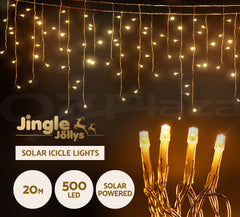 12.5M Christmas Lights Solar Icicle String Light Warm White Jingle Jollys