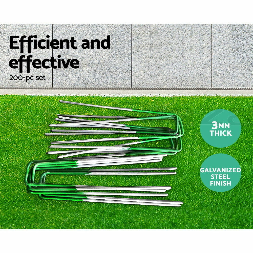 Prime Turf Artificial Grass 200pcs Synthetic Pins Fake Lawn Turf Weed Mat Pegs Joining Tape