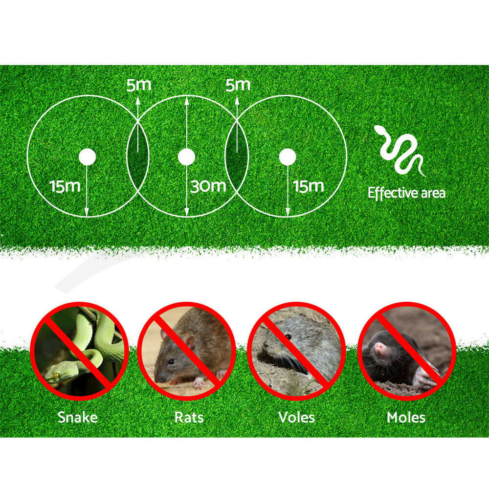 Gardeon Snake Repeller 20X Multi Pulse Solar LED Plus Ultrasonic Pest Rodent