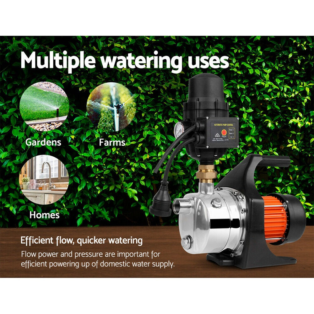Giantz Garden Water Pump 1500W High Pressure Tank Rain Farm Irrigation Black