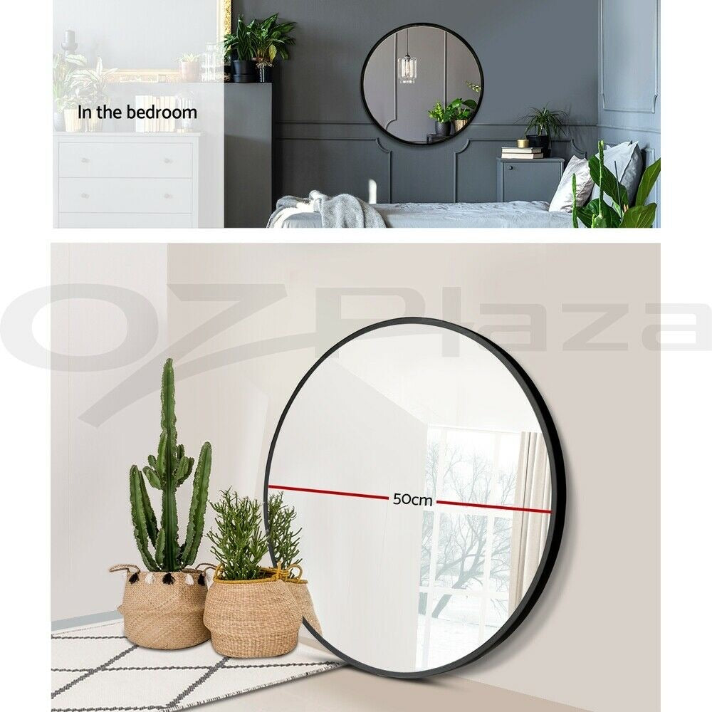 Embellir Round Wall Mirror 50cm Makeup Bathroom Mirror Frameless