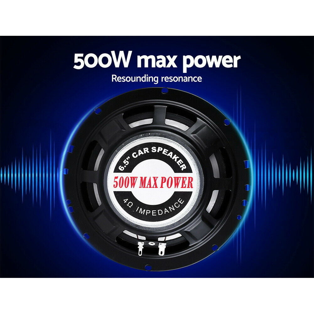 Giantz 2pcs Car Speakers 500W Audio Stereo Speaker 3-Way Tweeters component set