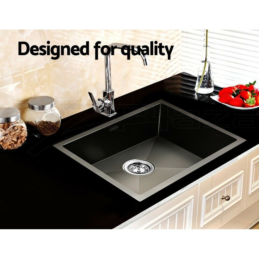 Cefito Kitchen Sink 60X45CM Stainless Steel Basin Single Bowl Black