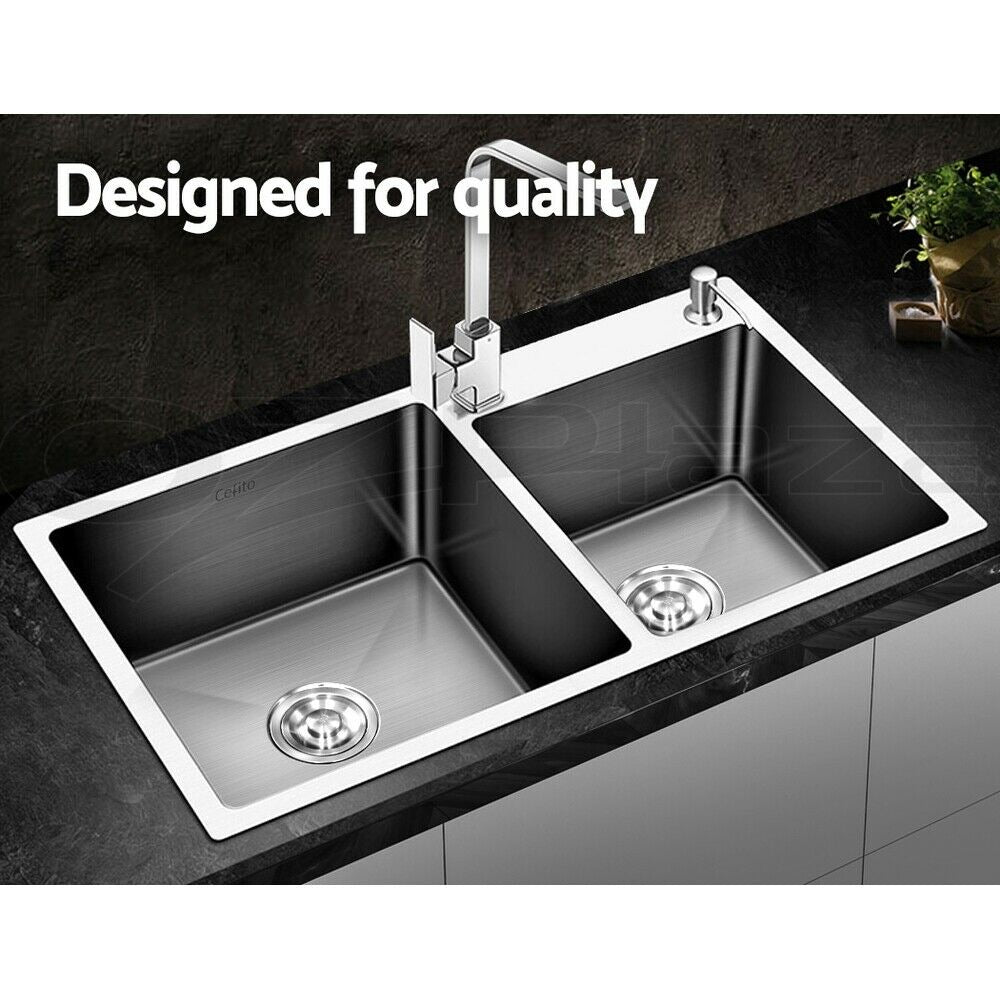 Cefito 80cm x 45cm Stainless Steel Kitchen Sink Flush/Drop-in Mount Silver