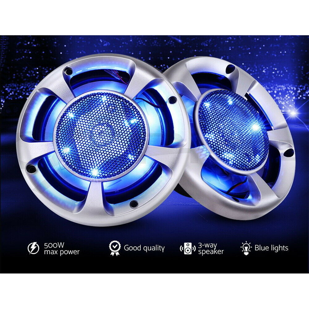 Giantz 2pcs Car Speakers 500W Audio Stereo Speaker 3-Way Tweeters component set